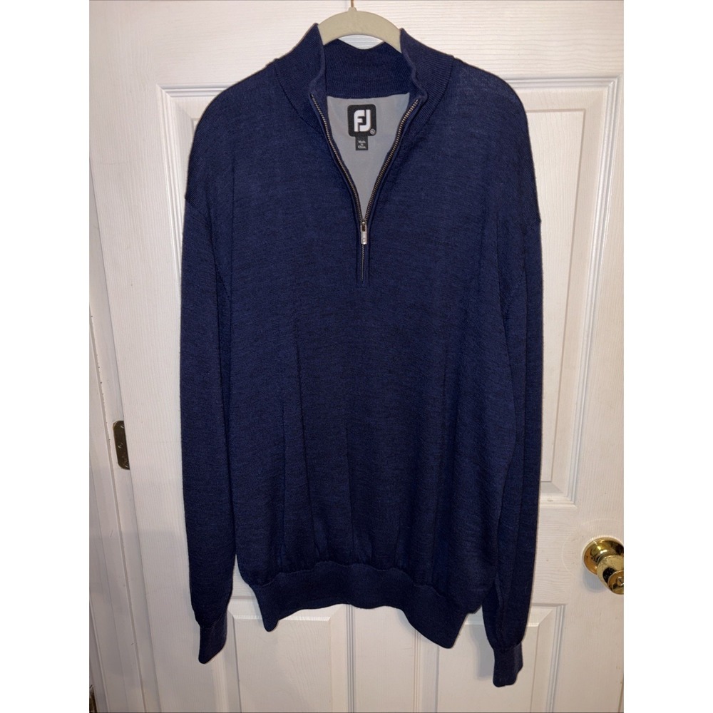 FootJoy XL Merino Wool Performance Lined Windbreaker Sweater Navy 1/2 Zip $160